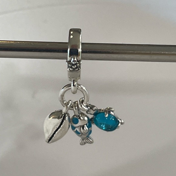 NIB Authentic Pandora Fish, Sea Turtle & Conch Triple Dangle Charm - Picture 6 of 8